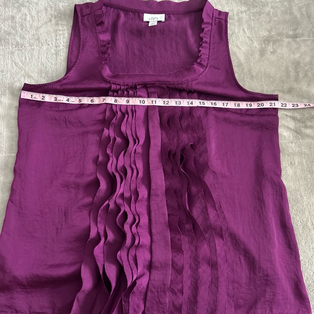 LOFT Purple Ruffled Sleeveless Top - Picture 2 of 6